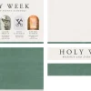 holy week schedule Holy Week schedule featuring service times for Palm Sunday, Holy Thursday, Good Friday, Holy Saturday, and Easter Sunday.
