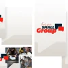 small groups "Encouragement to join small groups, featuring people engaging in study and fellowship, fostering community and faith."