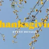 thanksgiving Thanksgiving celebration details surrounded by blooming branches against a clear blue sky, symbolizing gratitude and community.