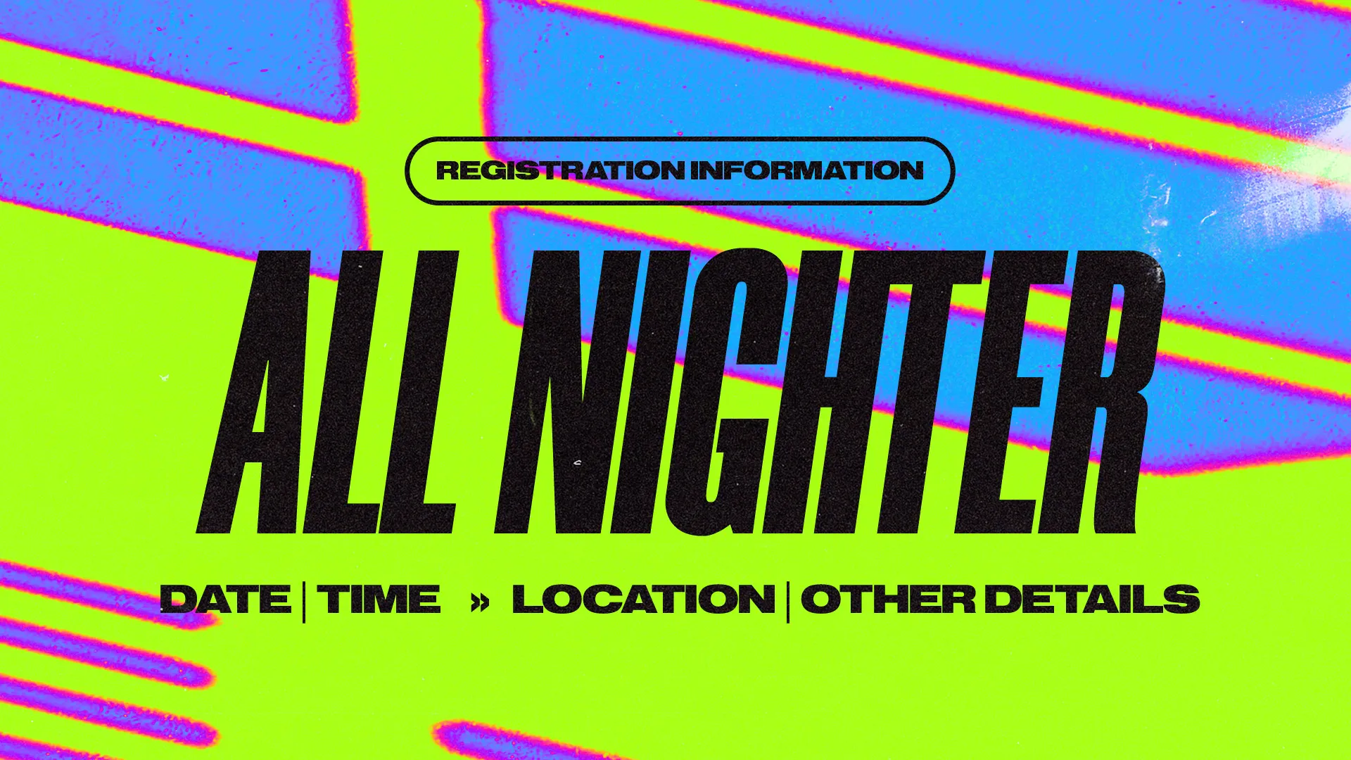 All-Nighter event announcement with vibrant colors, inviting community participation and fellowship in faith.
