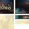 5263 - Night Of Christmas Screen Graphics Celebratory scene with raised hands, glowing Christmas trees, and "Night of Christmas" text, evoking worship and community joy.