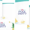 ya pool party Colorful invitation design for a youth pool party, featuring playful fruit graphics and vibrant text. Celebrating community and fun.