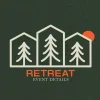 retreat Retreat event details featuring stylized trees and houses, symbolizing community, faith, and spiritual growth.