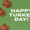 6687 - Happy Turkey Day - HD Title Slide "Happy Turkey Day!" text surrounded by roasted turkeys on green background