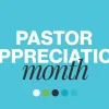 6713 - Pastor Appreciation - HD Title Slide Teal background with "Pastor Appreciation Month" in white and cursive text, accompanied by colored dots at the bottom.