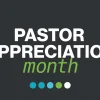 6715 - Pastor Appreciation Month - HD Title Slide Dark background with "Pastor Appreciation Month" in white and green text, accented by green geometric elements and colored dots.