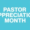 6716 - Pastor Appreciation Month - HD Title Slide Bright blue background with "Pastor Appreciation Month" in large white text, accented by green curved lines in corners.