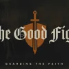6723 - The Good Fight - HD Title Slide Church media graphic with "The Good Fight" in gothic text and a stylized orange sword and shield icon on a dark textured background