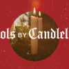 6744 - Carols By Candlelight - HD Title Slide Christmas church service graphic titled "Carols by Candlelight" featuring lit candles against a red background with snow overlay and decorative cross
