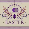 6933 - Easter - HD Title Slide Traditional Easter church graphic with purple floral design featuring lilies, palm branches and rising sun on cream background for Easter service announcements