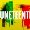 7094 - Juneteenth - HD Title Slide Juneteenth church media featuring bold typography on yellow background with red, black and green paint splatter design elements and "Celebrate Freedom - June 19" message