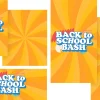 7238 - Back To School Bash - Social Graphics Bright, colorful "Back to School Bash" graphic with vibrant orange swirl background for church youth event.