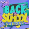 7243 - Back To School Sunday - HD Title Slide "Back to School Sunday in colorful geometric design, celebrating community and new beginnings in faith."