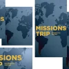 7274 - Mission Trip - Social Graphics Missions Trip flyer with world map background, highlighting church outreach and global service meeting.