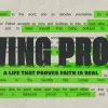 7305 Living Proof HD Title Slide Bold text emphasizes "Living Proof" with a call to action on faith, service, and the power of prayer in community life.