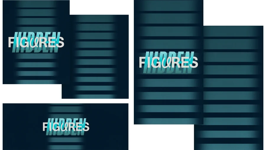 Muted blue background with layered text "HIDDEN FIGURES" symbolizing faith and community in service and worship.