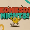 7364 Wednesday Nights HD Title Slide Colorful text promotes "Wednesday Nights!" with a cheerful character, inviting community and joyful worship activities.