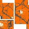 7385 - Mens Morning Meal Social Graphics Men's Morning Meal invitation with orange background, tree branches, and text promoting community, pancakes, and coffee.