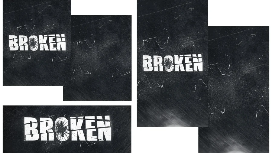 Bold text "BROKEN" set against a dark background, symbolizing healing and hope through faith and community.