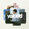 7444 Valued HD Title Slide Collage of serene landscapes and a blurred figure, centered on the word "valued," highlighting community and faith.