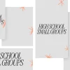7511 - High School Small Groups Social Graphics High School Small Groups text with playful orange accents, inviting community and connection in faith.