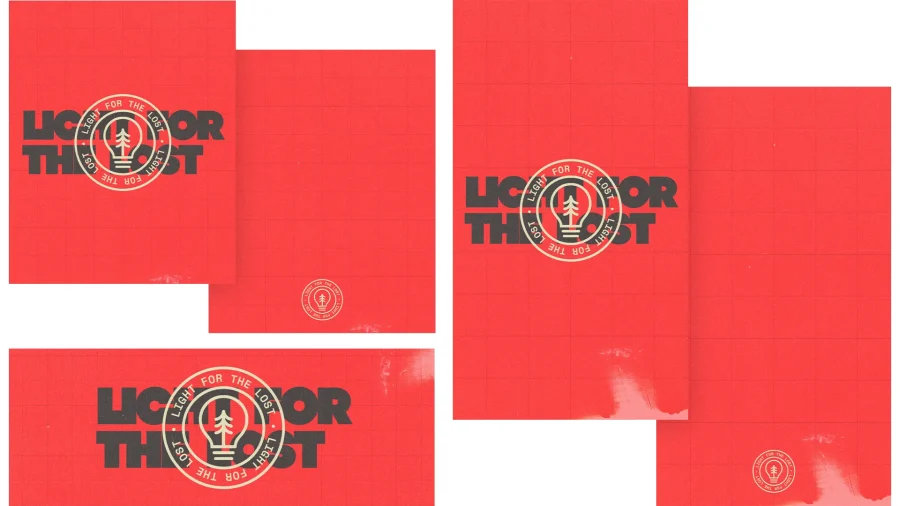 Bold text "Light for the Lost" on a vibrant red background, symbolizing hope and community outreach in faith-based initiatives.