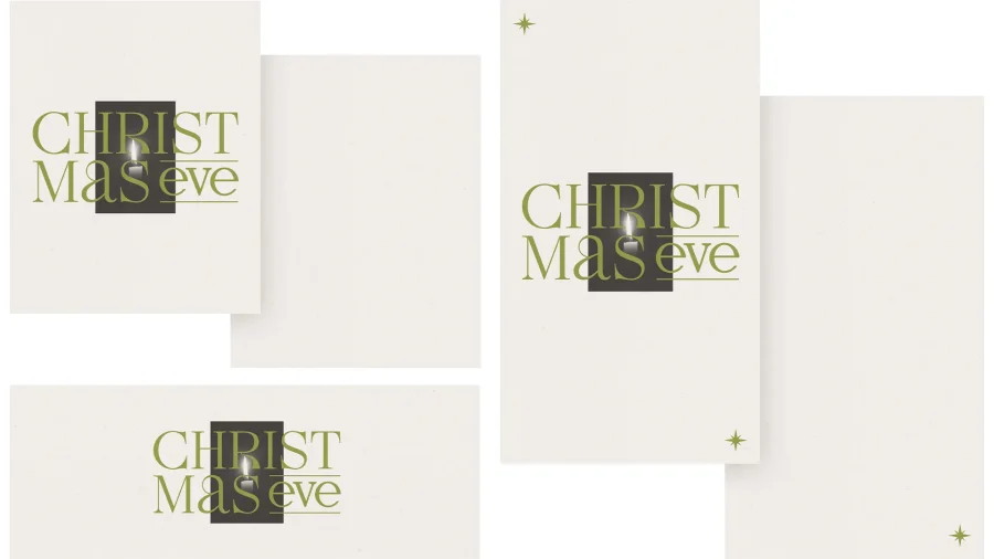 "Elegant design featuring 'CHRIST Mas eve' with a candle and star, symbolizing hope and celebration of faith."