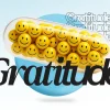 7558 Gratitude HD Title Slide Bright yellow smiley faces in a capsule symbolize joy and gratitude, emphasizing community and faith in worship.