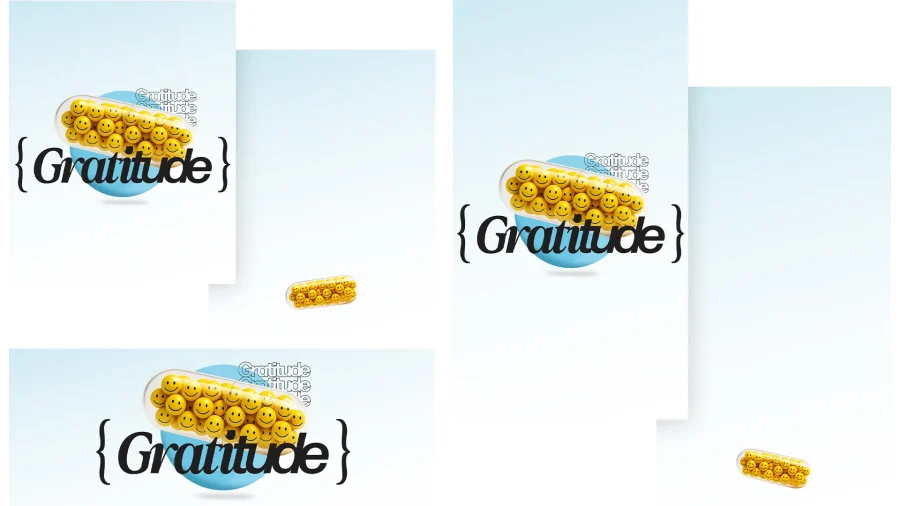 7558 - Gratitude Social Graphics Smiley faces and the word "Gratitude" emphasize joy and thankfulness in faith and community.