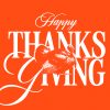 7610 Happy Thanksgiving HD Title Slide Happy Thanksgiving text with a turkey illustration on an orange background, symbolizing gratitude and community.