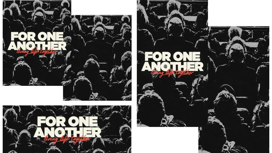 7624 - For One Another Social Graphics "Gathered community with the phrase 'For One Another' emphasizing unity and living life together in faith."