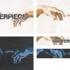 7647 - Masterpiece Screen Graphics Hands reaching toward each other symbolize divine connection and community, with "MASTERPIECE" emphasizing God's creation.