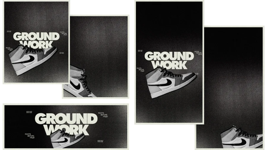 "Groundwork theme emphasizing faith foundations with sneakers symbolizing service and community growth."