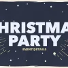7700 christmas party hd title slide Christmas party announcement with festive snowflakes, inviting community celebration and joy in faith.