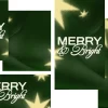 7707 merry and bright social graphics Green background with stars and the text "MERRY & Bright" in white, conveying a festive, joyful church celebration theme.