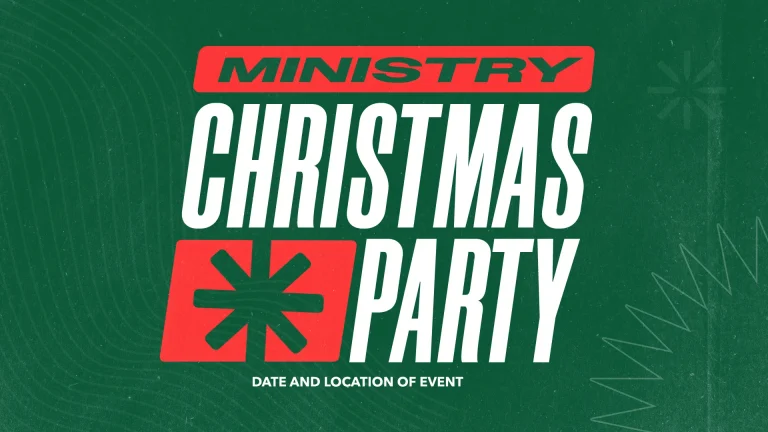 Ministry Christmas Party announcement, inviting community celebration and fellowship in a festive spirit.