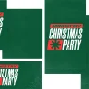 7720 christmas party social graphics Green background with bold text: "Ministry Christmas Party," inviting community celebration and fellowship in faith.