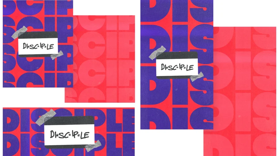 Bold, colorful design featuring the word "DISCIPLE" emphasizing community, faith, and spiritual growth in church activities.
