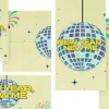 7754 new year new me social graphics Colorful disco ball with "NEW YEAR, NEW ME" text, surrounded by stars and festive elements, symbolizing renewal and celebration.