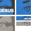 7794 see jesus screen graphics Bold text "SEE JESUS" overlays artistic depictions of eyes, symbolizing vision, faith, and spiritual insight.