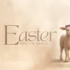 7838 easter hd title slide Easter theme featuring a crowned lamb, symbolizing Jesus as the King of Kings, evoking faith and renewal.
