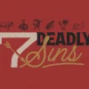 7842 7 deadly sins hd title slide "Bold text '7 Deadly Sins' with symbolic icons on a red background, representing themes of sin, reflection, and spiritual growth."
