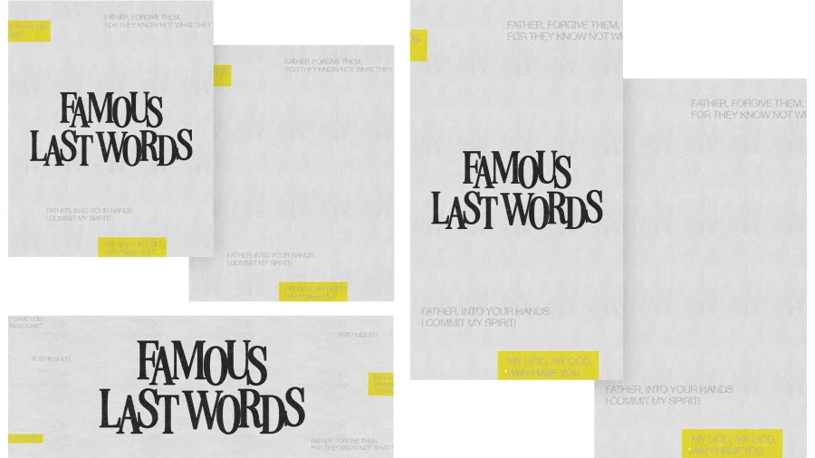 Famous last words of Christ highlighted, inviting reflection on forgiveness, faith, and spiritual commitment.