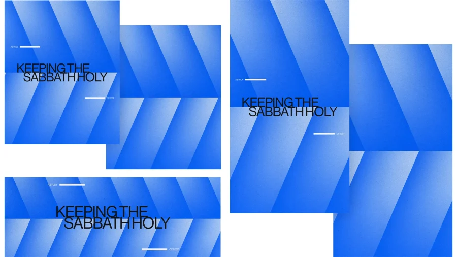 7946 keeping the sabbath holy social graphics Bold text reads "Keeping the Sabbath Holy" on a gradient blue background, emphasizing rest and spiritual reflection.