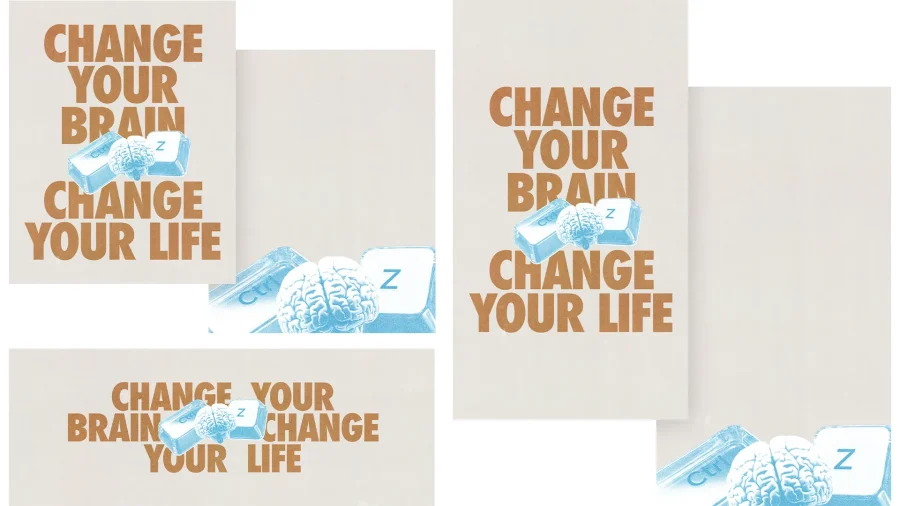 7947 change your brain social graphics Transformative message emphasizing mental renewal and life change, featuring a brain and keyboard keys.
