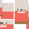 7953 easter social graphics Easter-themed graphic featuring a cross, heart, and dove with vibrant coral and neutral tones, symbolizing faith and renewal.