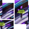 7969 good friday social graphics Bold cross with vibrant purple and blue swirls, text reads "Good Friday," symbolizing reflection and faith.