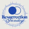 7971 resurrection sunday hd title slide Resurrection Sunday text surrounded by a blue crown of thorns, symbolizing faith, renewal, and community worship.