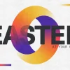 7998 easter hd title slide Easter celebration announcement with vibrant colors, inviting community to worship and reflect on faith together.