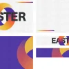 7998 easter screen graphics Bold "EASTER" text with vibrant colors, symbolizing renewal and celebration, set against abstract backgrounds.